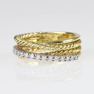 David Yurman 18k gold Crossover Ring